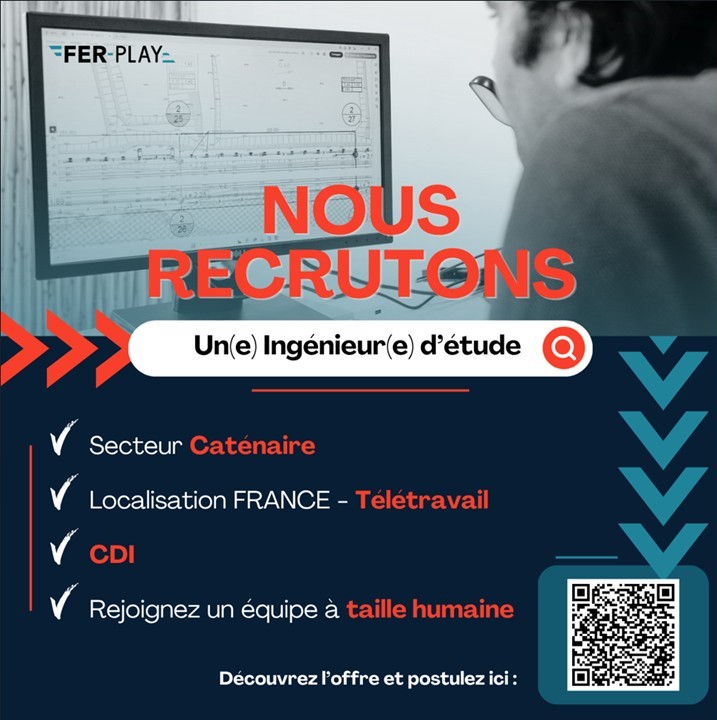 Recrutement FER-PLAY ingénieur d'étude caténaire